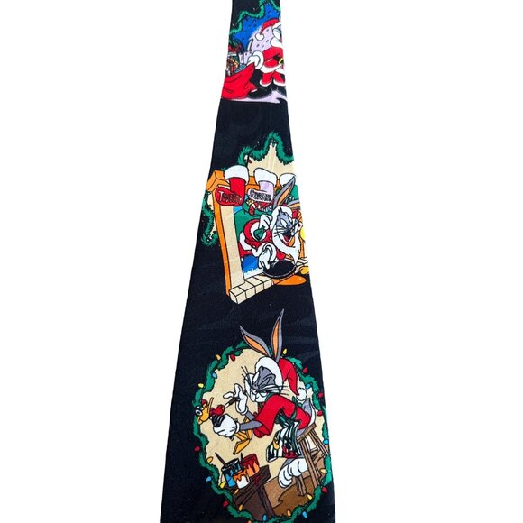 Vtg Looney Tunes Mania Tie Mens Necktie Santa Bugs Bunny Tweety Christmas 58.5x4 - Picture 2 of 6